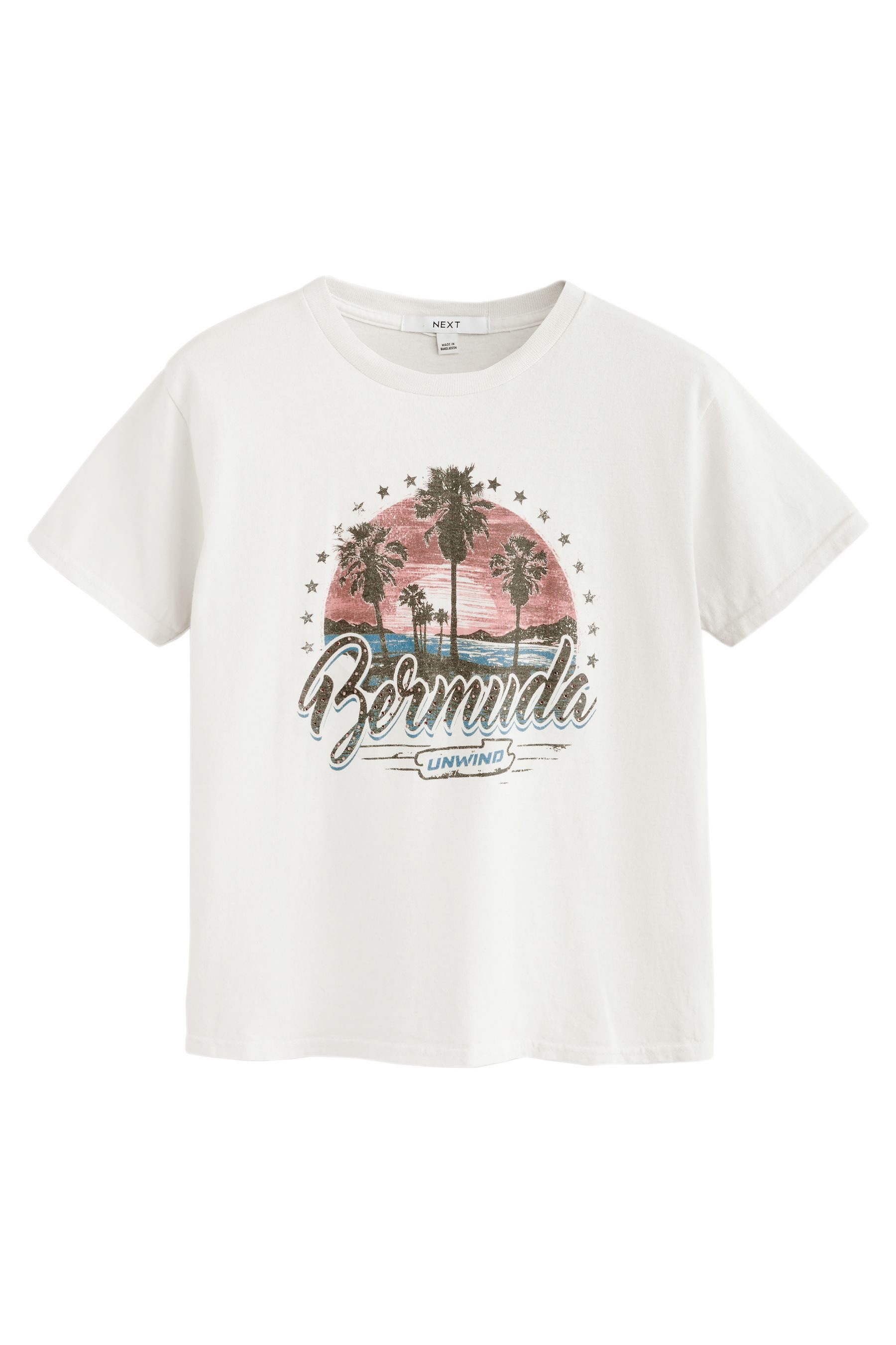 T-Shirt Gewaschenes Slimline Rundhals-T-Shirt mit Grafik