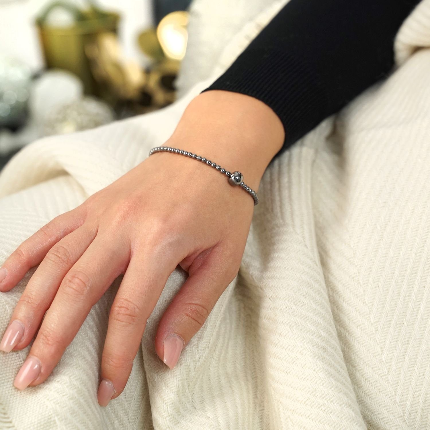 Materia Armband Damen Kugeln Stretcharmband Schwarz günstig online kaufen