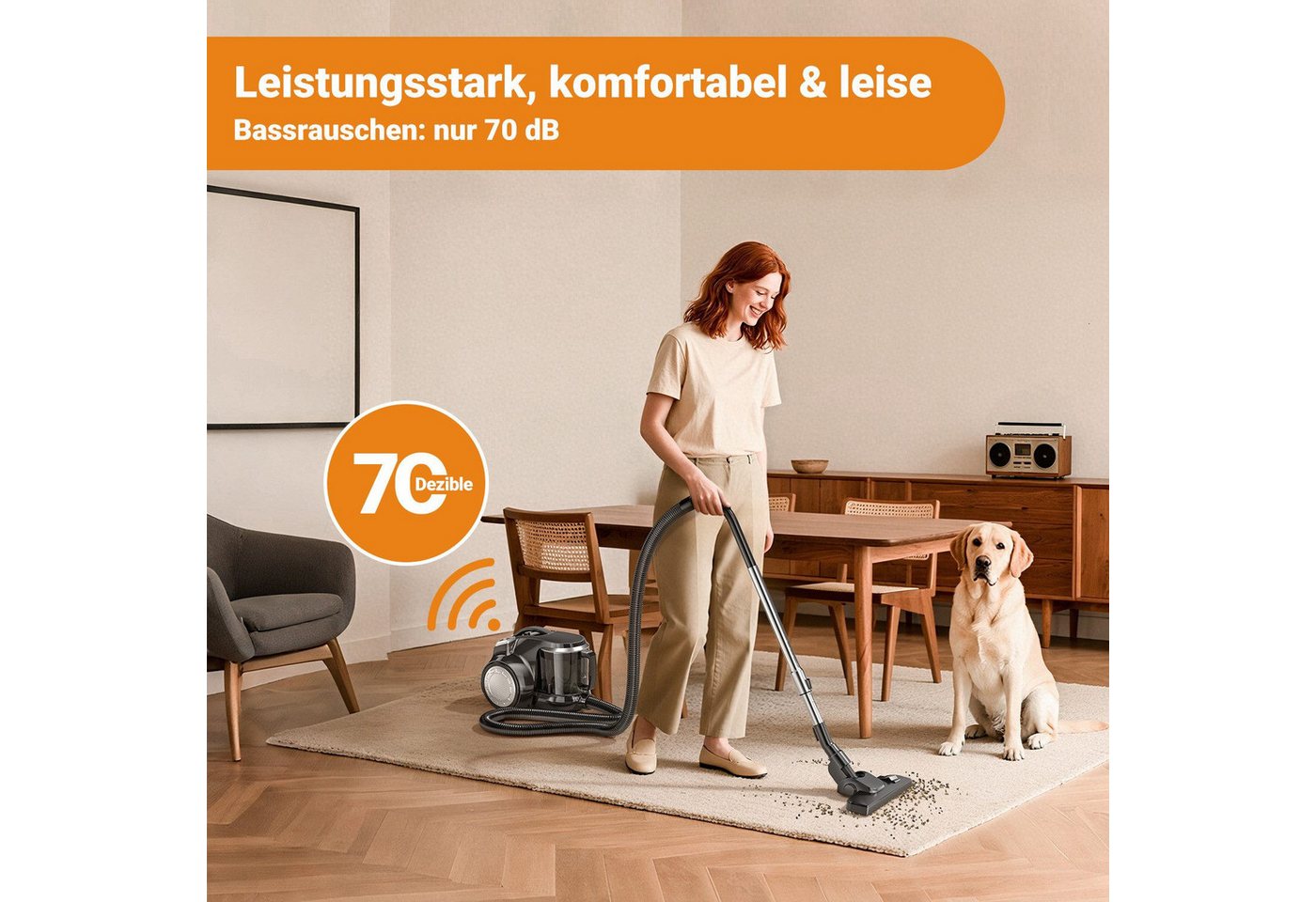 ibettertec Bodenstaubsauger Beutelloser Staubsauger starke Saugleistung,Kompakt Leicht Staubsauger, 900 W, beutellos, für Hartböden Teppiche,leise,2,5L Staubbehälter, 5m Kabel