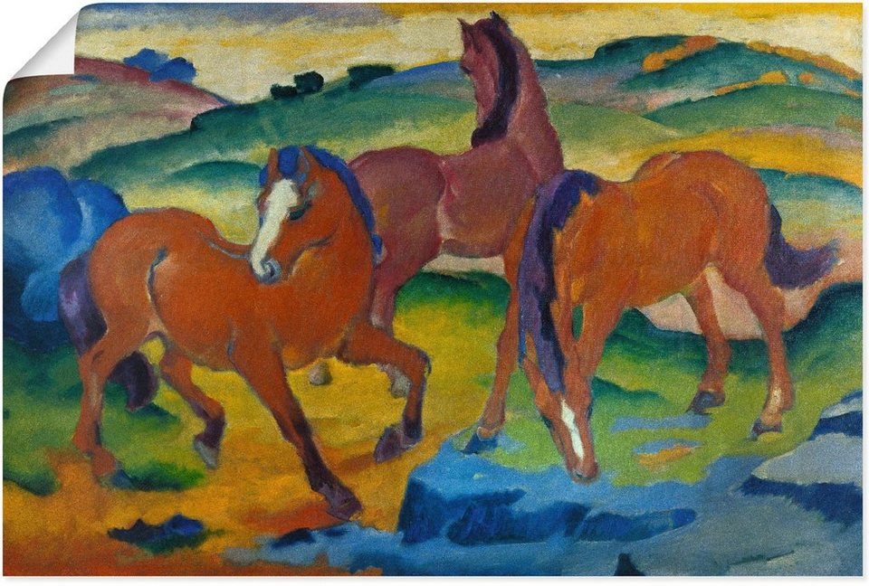 Artland Wandbild Die roten Pferde (Weidende Pferde IV), Haustiere (1 St),  als Alubild, Leinwandbild, Wandaufkleber oder Poster in versch. Größen