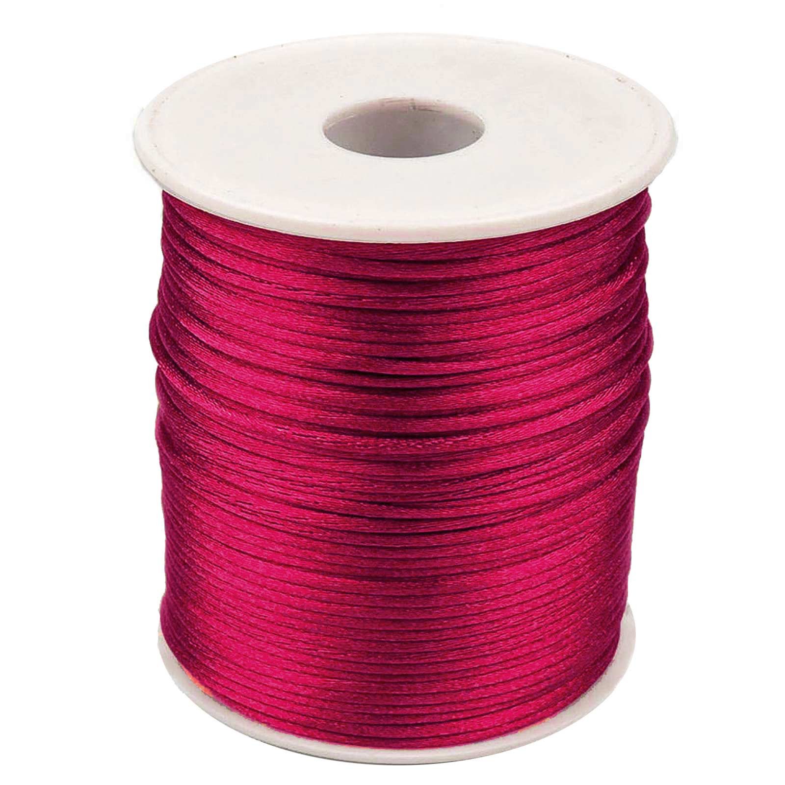 maDDma Kordel 90m Satinschnur 2mm Satinkordel Schmuck-Kordel Kumihimo Bänder, dunkelfuchsia
