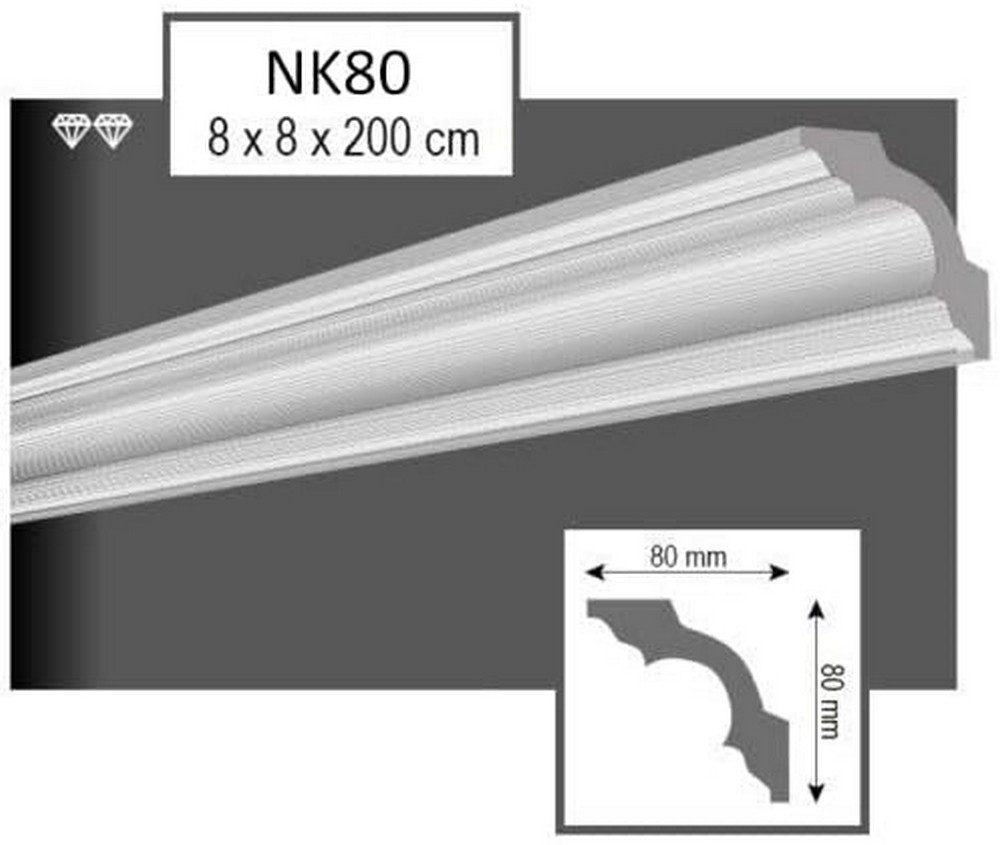 MDEKOR Deckenleiste Styropor-Leisten XPS Stuckleisten Abschlussleiste Weiss Deckenleisten, 100 Meter / 50 Leisten, 50-St.