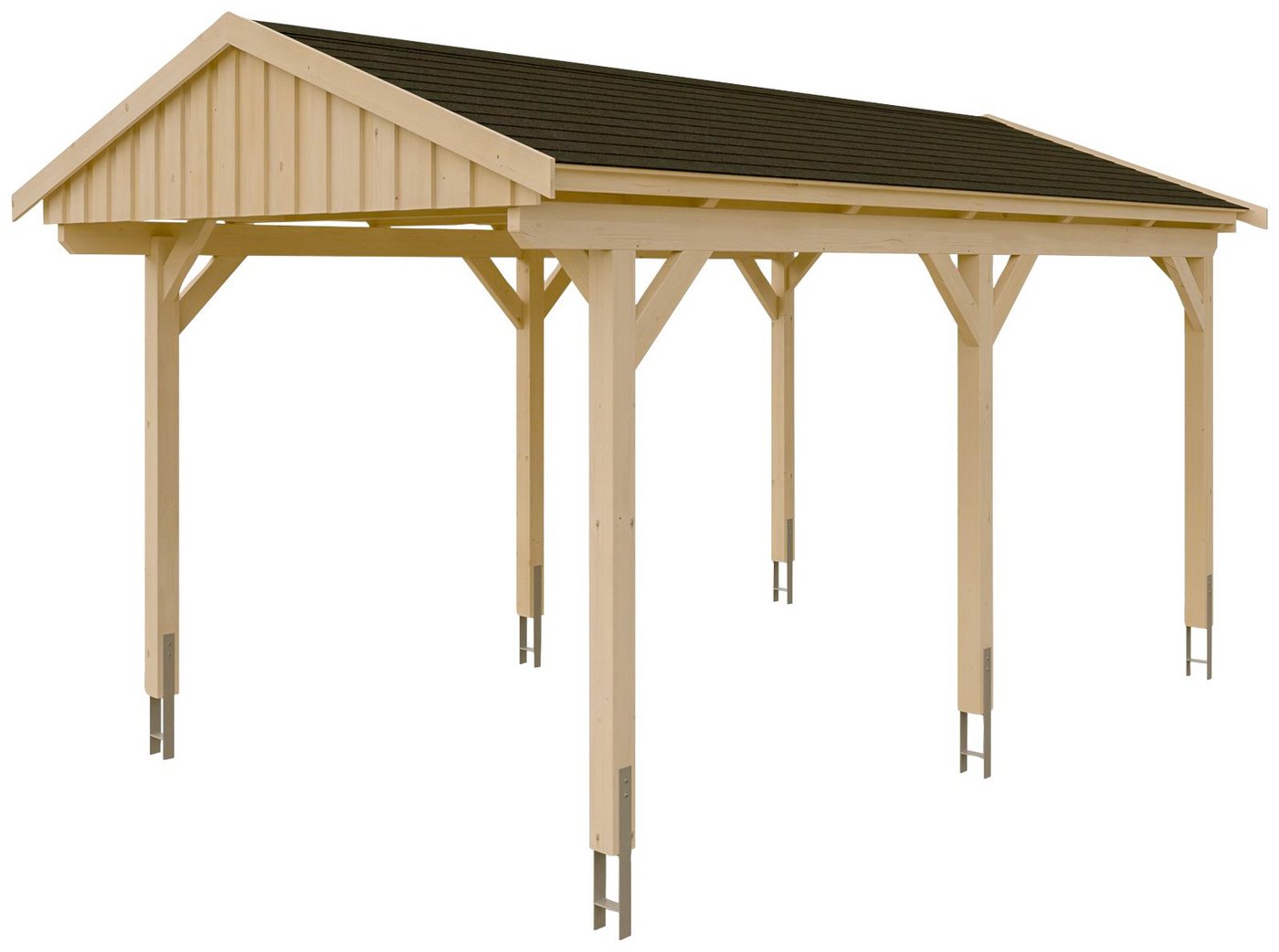 Thumbnail - Skanholz Einzelcarport Fichtelberg, BxT: 317x566 cm, 273 cm Einfahrtshöhe, mit schwarzen Schindeln