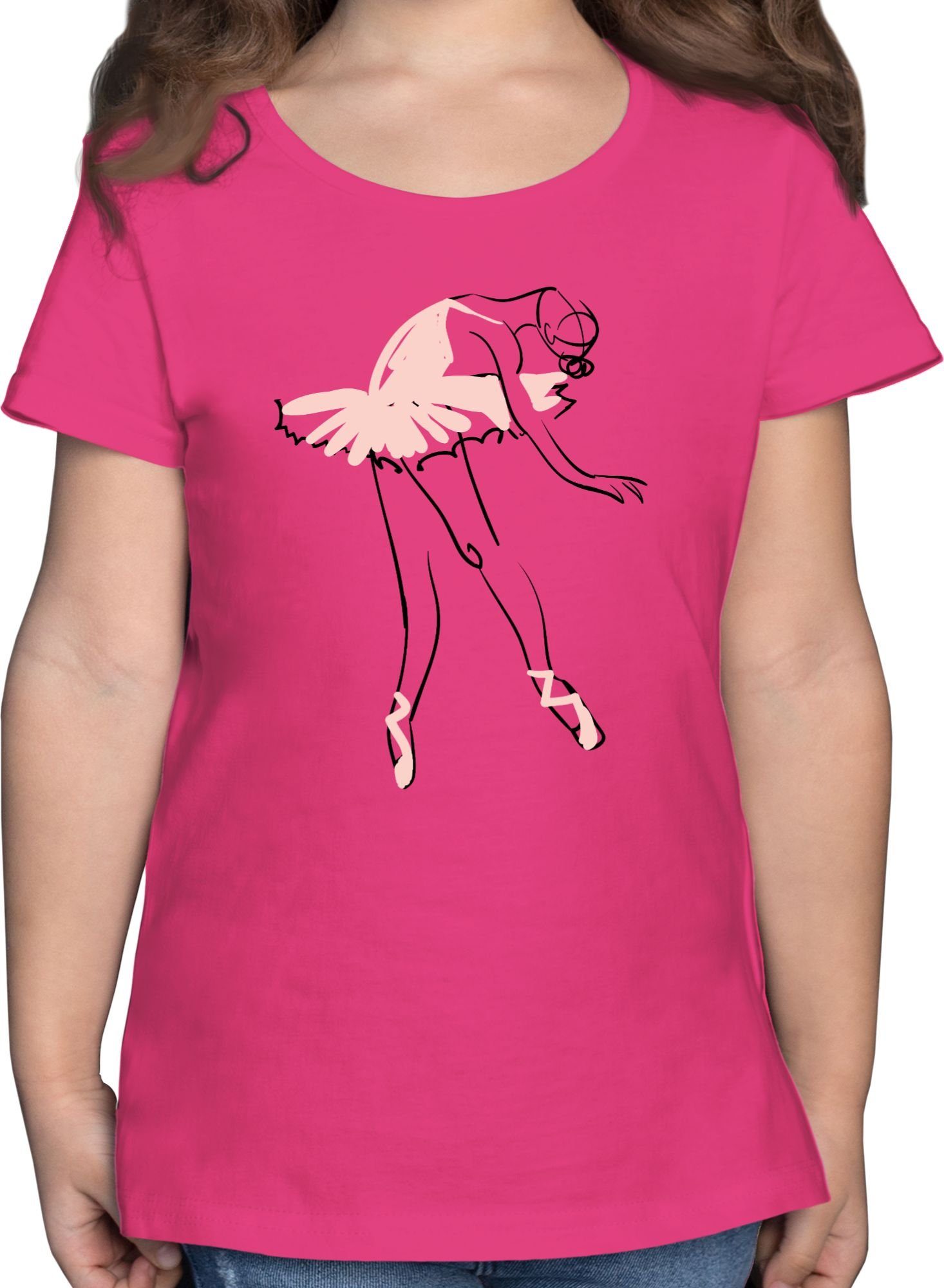 Kleidung Sport 1 Balletttänzerin Ballerina Shirtracer Fuchsia Kinder T-Shirt