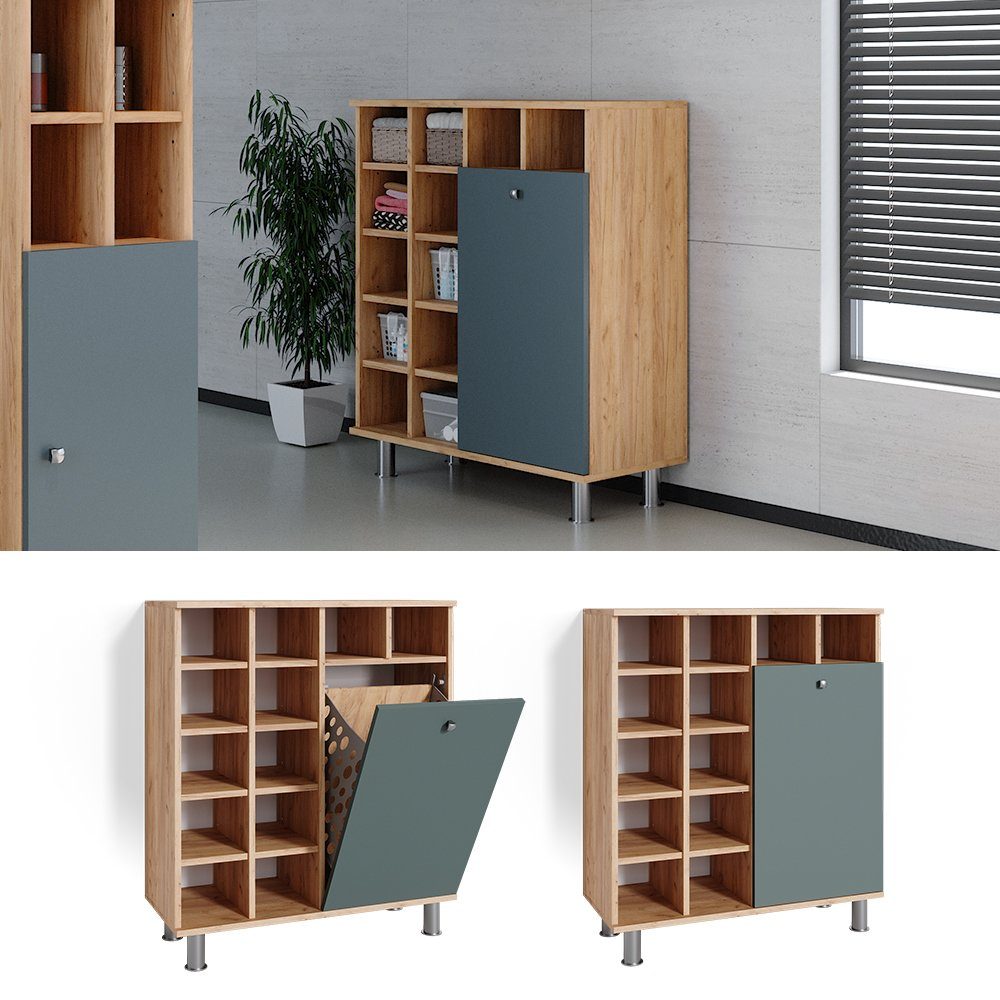 Vicco Wäscheschrank Fynn, Grün/Goldkraft Eiche, 78.4 günstig online kaufen