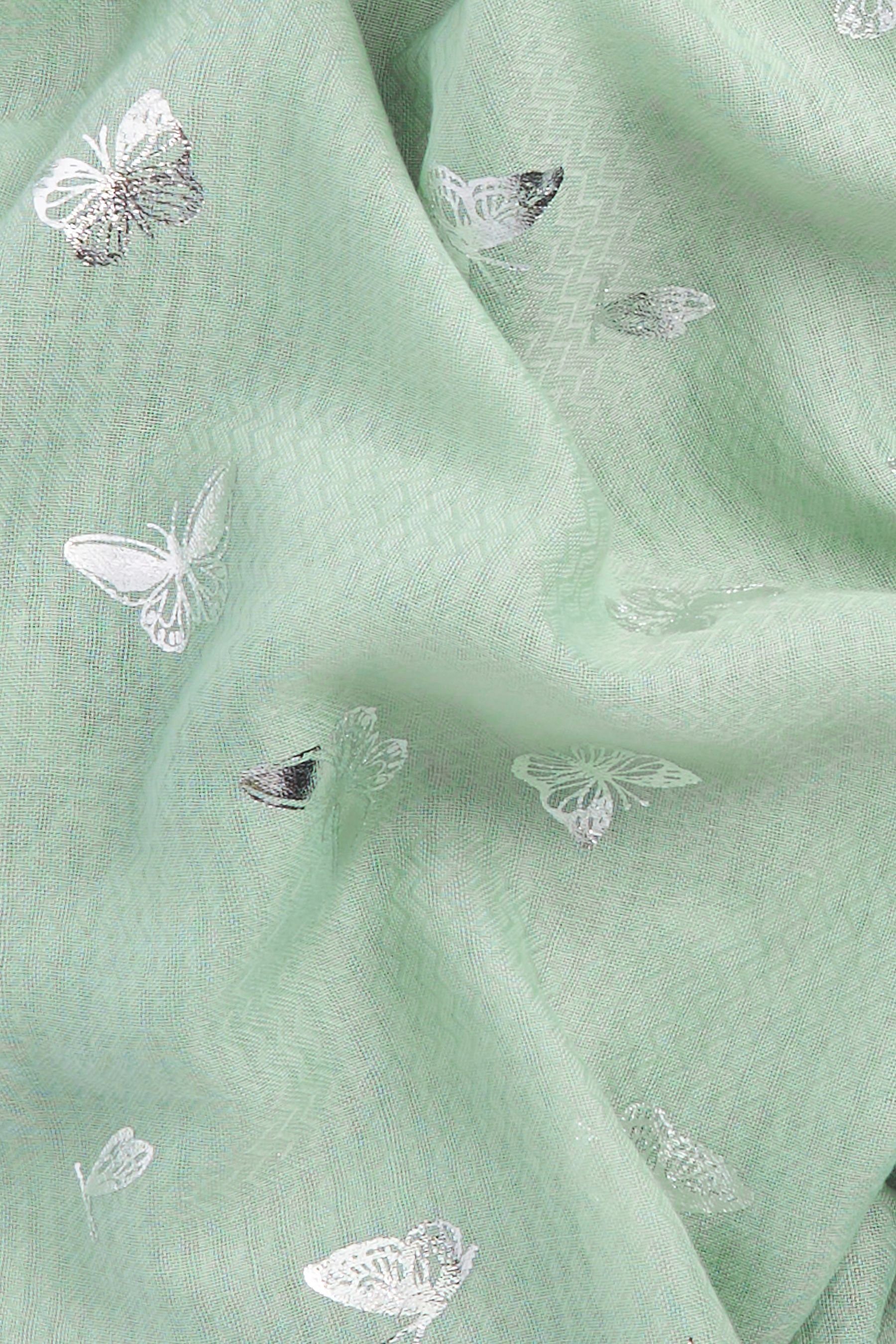 Next Schal Schal Leichter Green Schmetterling (1-St) mit Schmetterlingsfolienprint, Mint