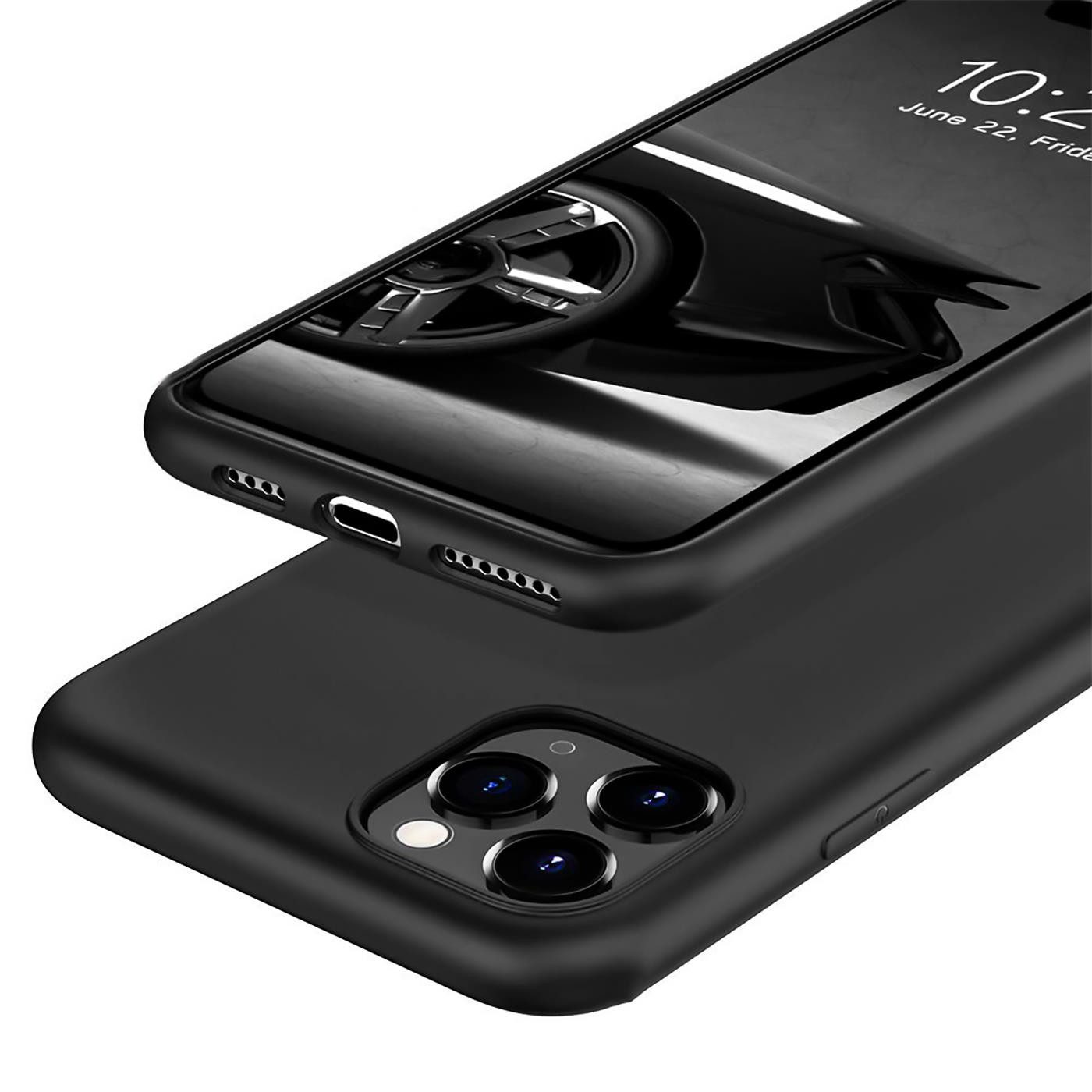 CoolGadget Handyhülle Handy Schutzhülle für Apple iPhone 11 Pro Max matt schwarz 6,5 Zoll, Silikon TPU Hülle Schutz Tasche Cover schlicht Slim Case