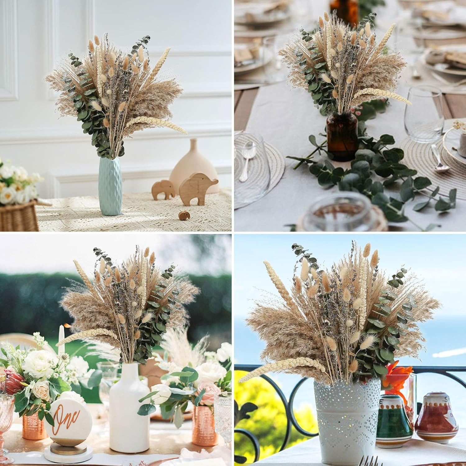 Trockenblume 89 STK Pampasgras Deko Boho Pampas Gras Trockenblumen, Coonoor günstig online kaufen