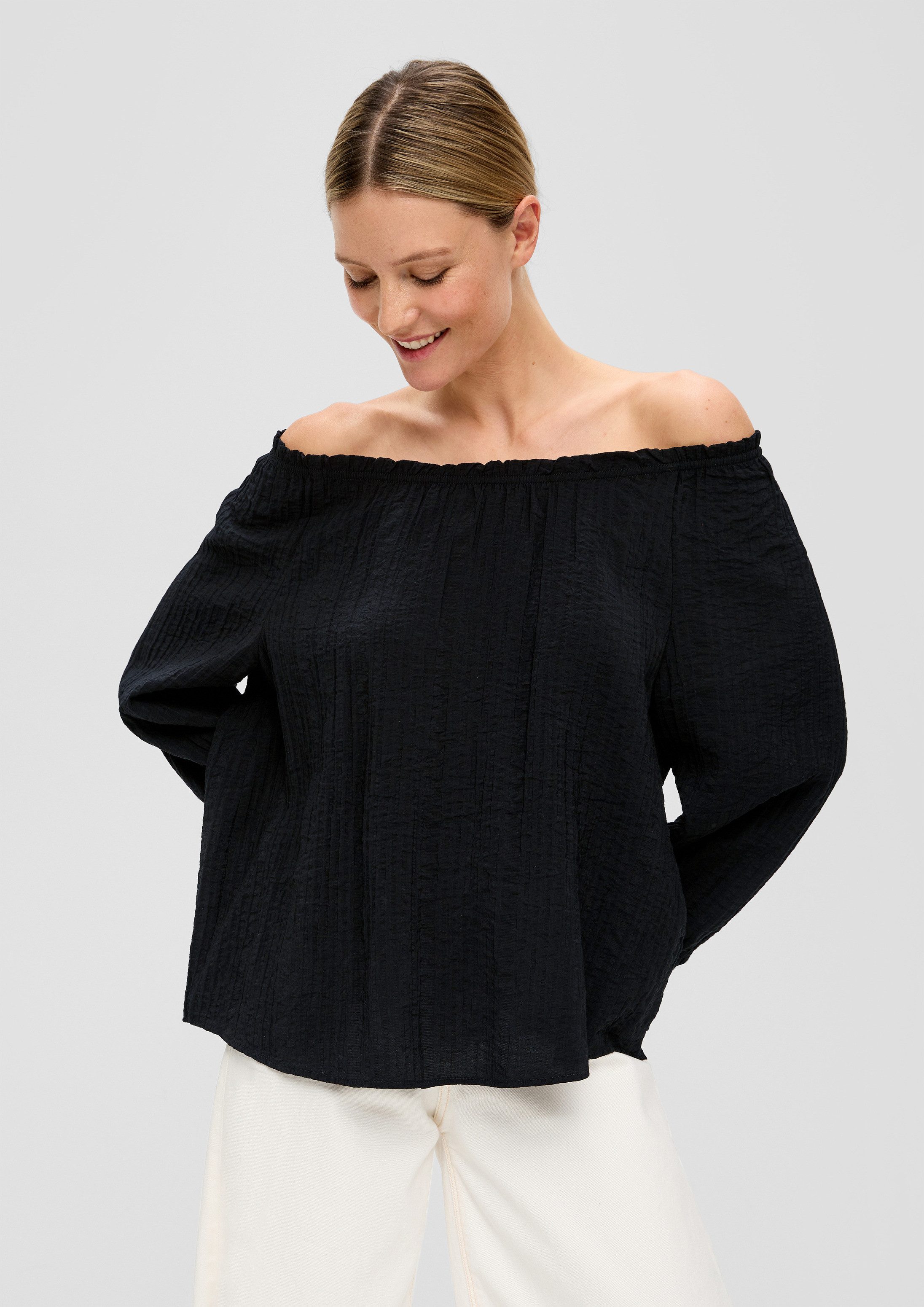 s.Oliver Kurzarmbluse Bluse Off-Shoulder-Bluse aus Viskosemix