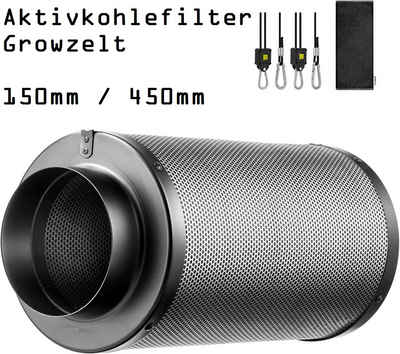 JUNG Aktivkohlefilter Abluft Growbox Aktivkohlefilter 150mm, Grow Box Zelt Filter, Zubehör für Gewächszelt, Pflanzenzucht, Cannabis Set Box, Indoor Pflanzenzelt, Gewächshaus, Gewächshaus Aktiv Kohlefilter 15cm Geruchsfilter Kohle Pflanzen