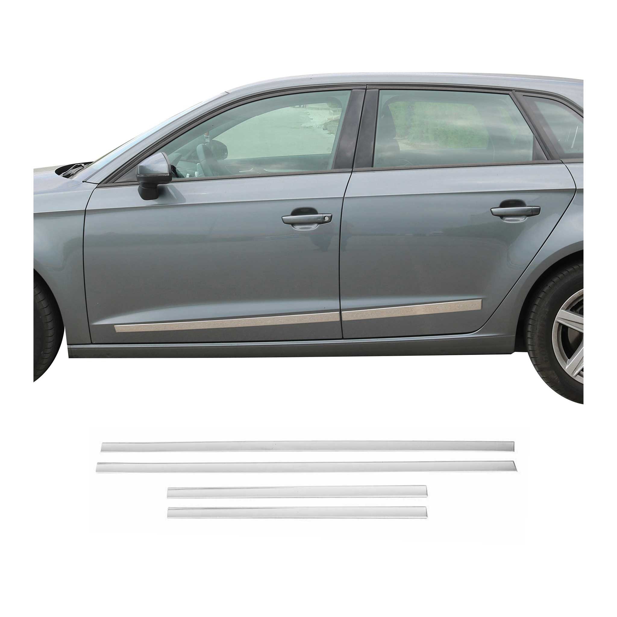 OMAC Zierleisten-Aufkleber Türleiste Seitentürleiste für BMW 5er E60 E61 2003-2010 Edelstahl 4x, (4tlg), Langlebig,Einfache Reinigung,Einfache Installation,Rostbeständig