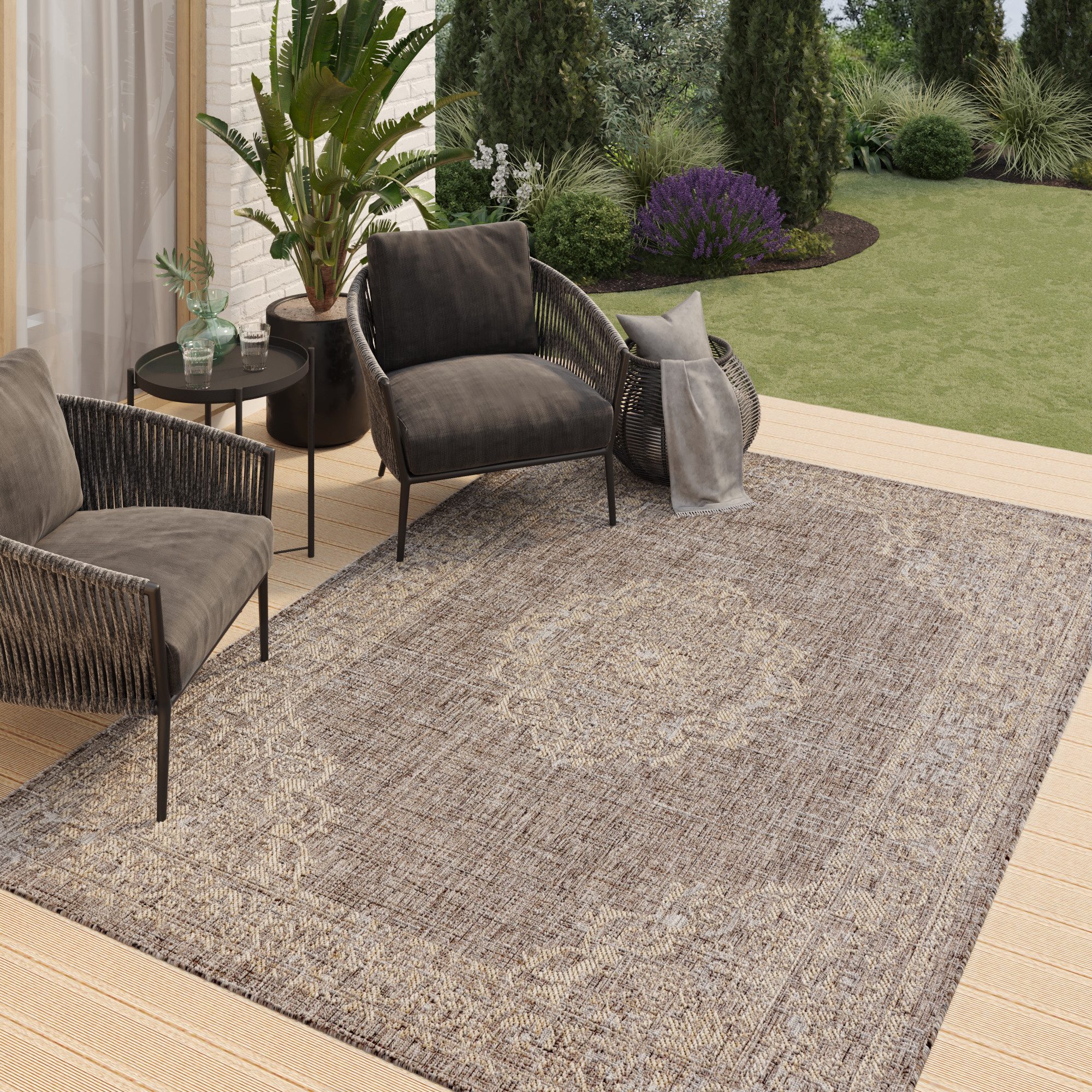 Tapiso Outdoorteppich MELISSA, rechteckig, Höhe: 6 mm, modern, strapazierfähig, flachgewebt, pflegeleicht