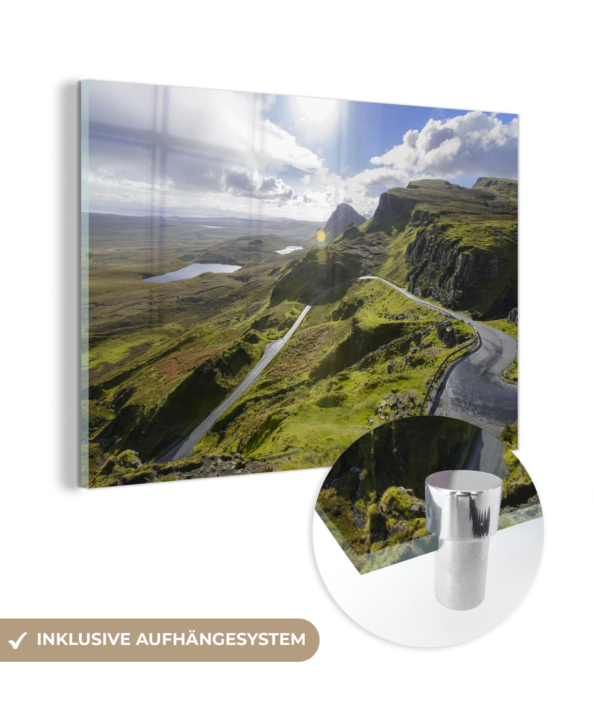 MuchoWow Acrylglasbild Ein sonniger Tag in Schottland, (1 St), Acrylglasbilder Wohnzimmer & Schlafzimmer
