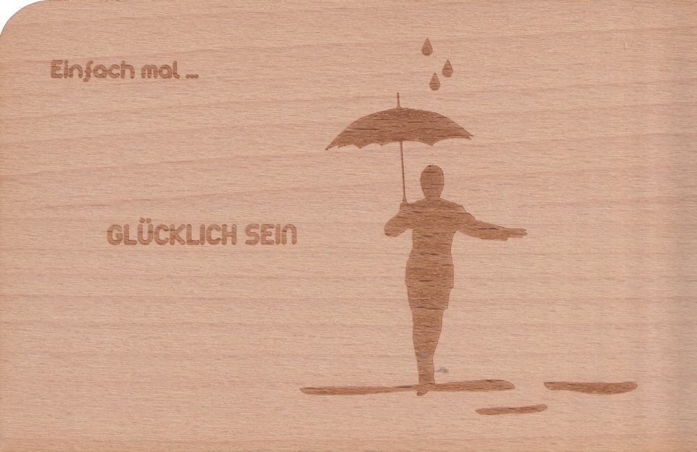 Postkarte Holzpostkarte "Einfach mal... Glücklich sein"
