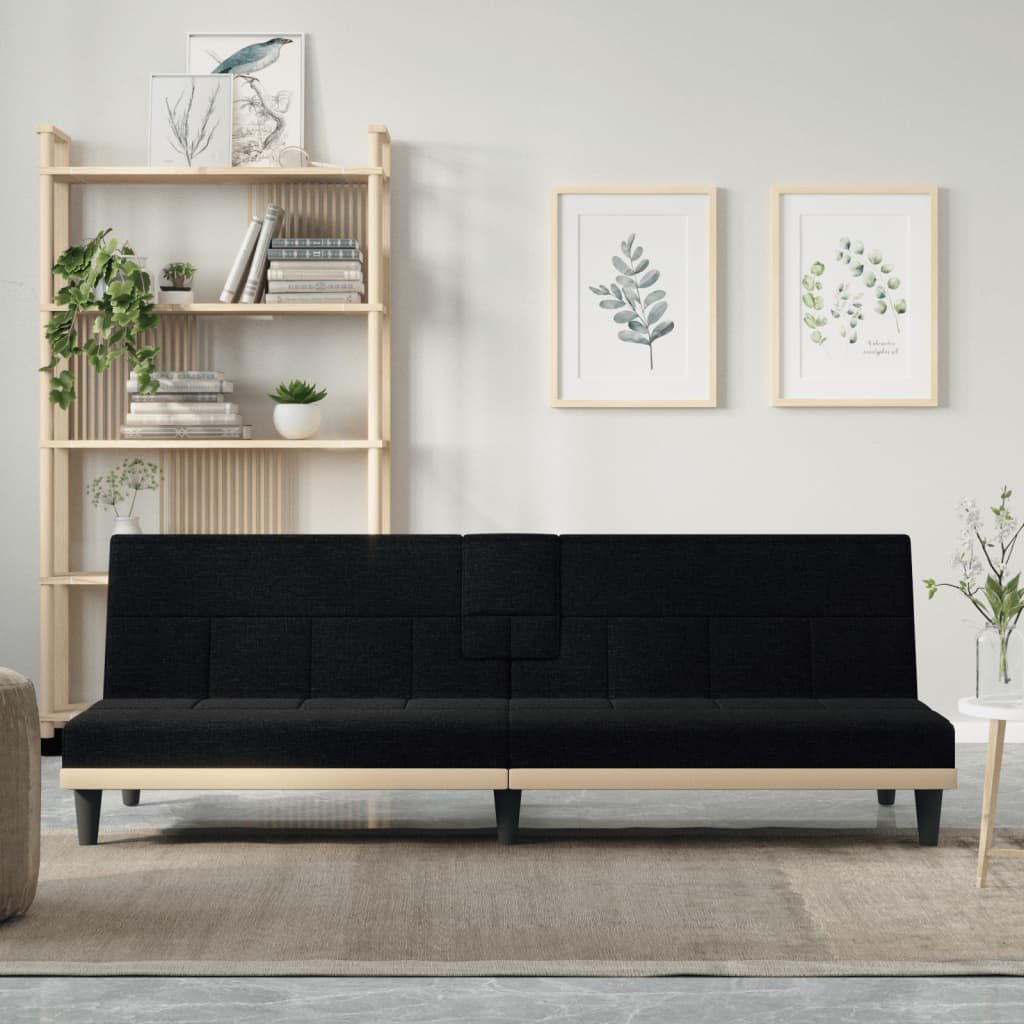 vidaXL Sofa Schlafsofa mit Getränkehaltern Schwarz Stoff Schlafcouch Sofa C günstig online kaufen