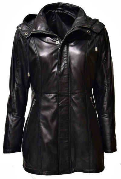 Zimmert Leather Lederjacke Pauline (1-St) abnehmbare Kapuze, Cognac Braun, Schwarz