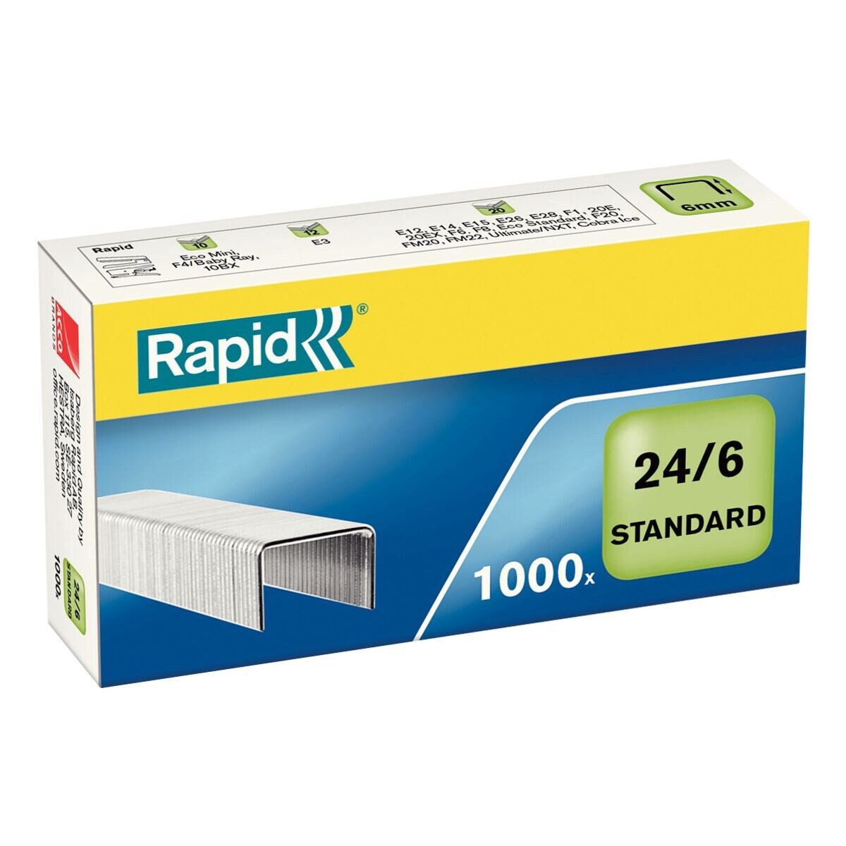 Rapid Heftklammer 24/6, 1.000 Stück/Pack, Heftleistung 20 Blatt