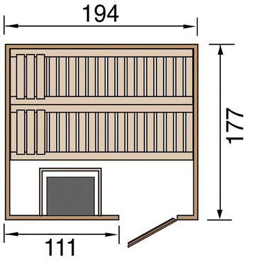 weka Sauna Halmstad, BxTxH: 194 x 177 x 199 cm, 68 mm, (Set) 7,5 kW-Ofen mit digitaler Steuerung