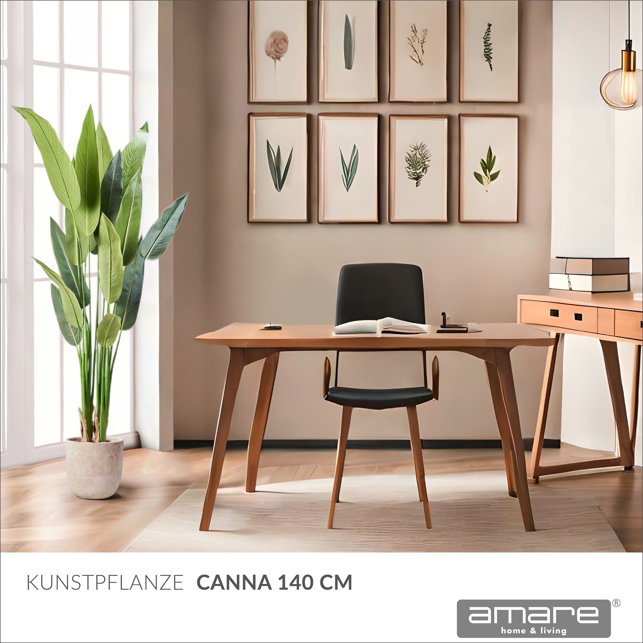 Kunstpflanze Dekopflanze cm Amare Canna Höhe Dekopflanze, Realistische 140 home, 140 cm Kunstpflanze
