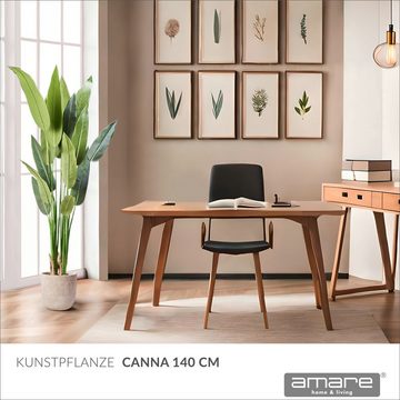 Kunstpflanze Dekopflanze Realistische Kunstpflanze Canna 140 cm Dekopflanze, Amare home, Höhe 140 cm