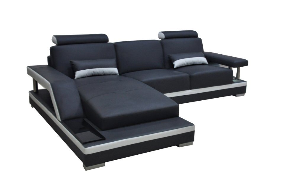 Sofa Design Ledersofa Ecksofa, L-Form +Chaise Eck Modern Wohnlandschaft JVmoebel