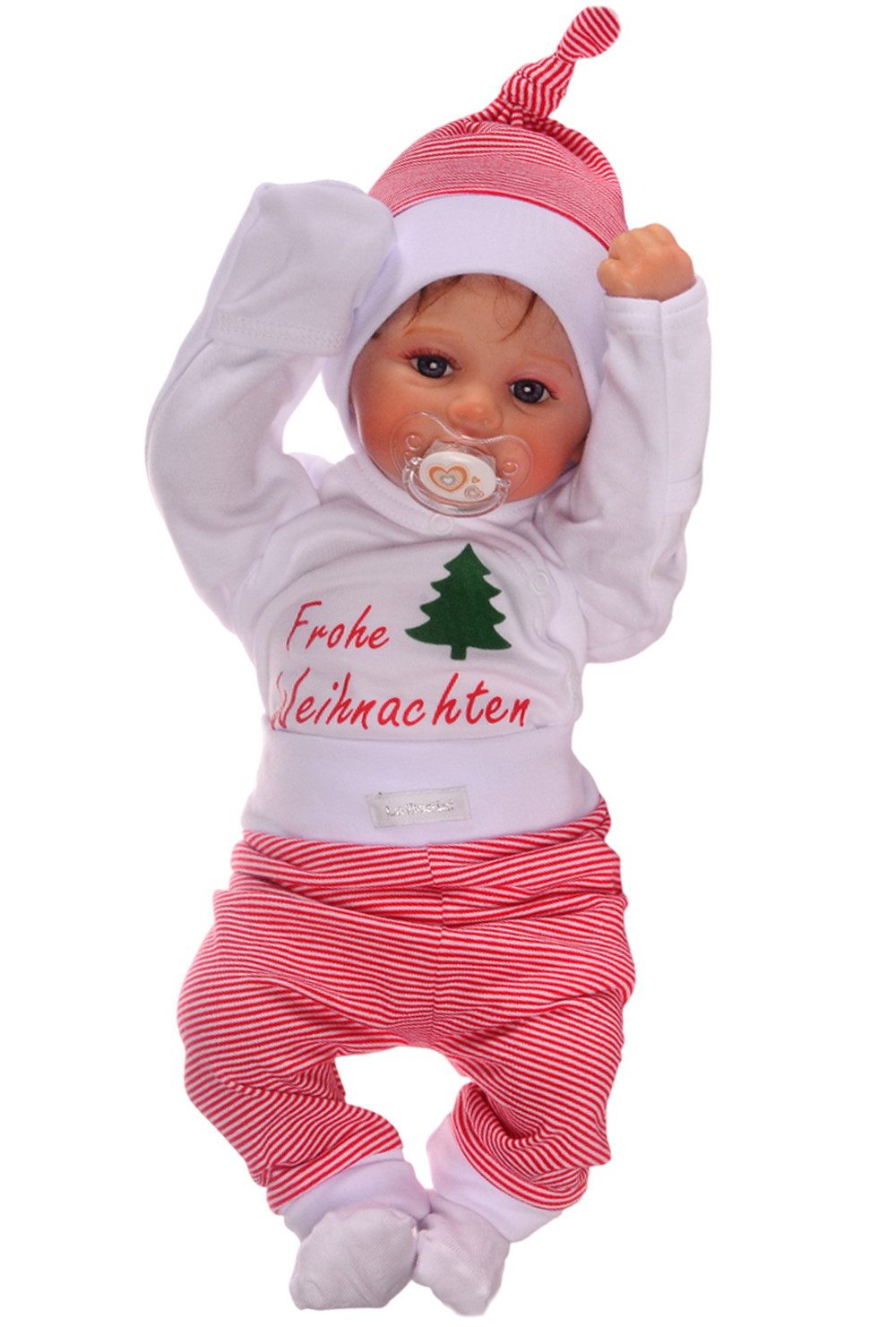 Body & Hose Baby Anzug für Weihnachten Wickelbody Schlupfhose Mütze Socken Set