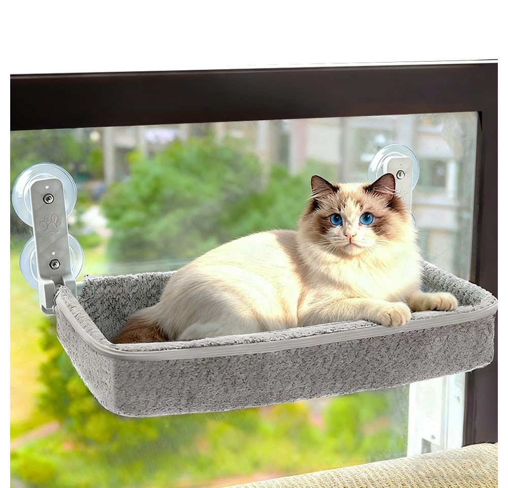 SURFOU Katzen-Hängematte Katzenfensterliege Katzen hängematte mit Saugnäpfen Fenster Katzenbett, Katzenmöbel, Katzen Kletterwand, Hängematte Katze, 30*52*10cm, mit 4 stabilen Saugnäpfen. tragkraft bis 18 kg, abnehmbar