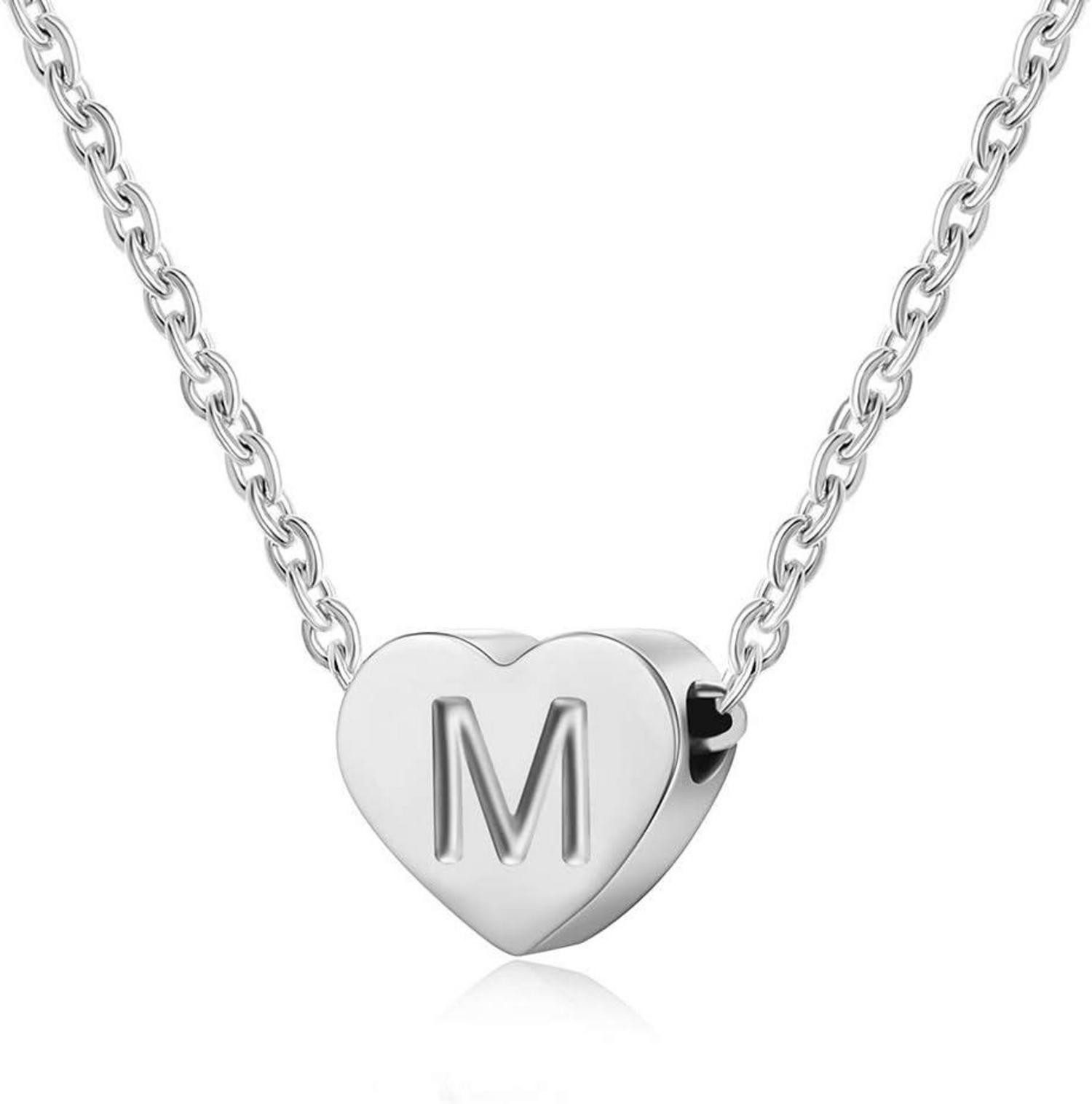Kette und Anhänger Set Silber Halskette mit Buchstabenherz-Anhänger für