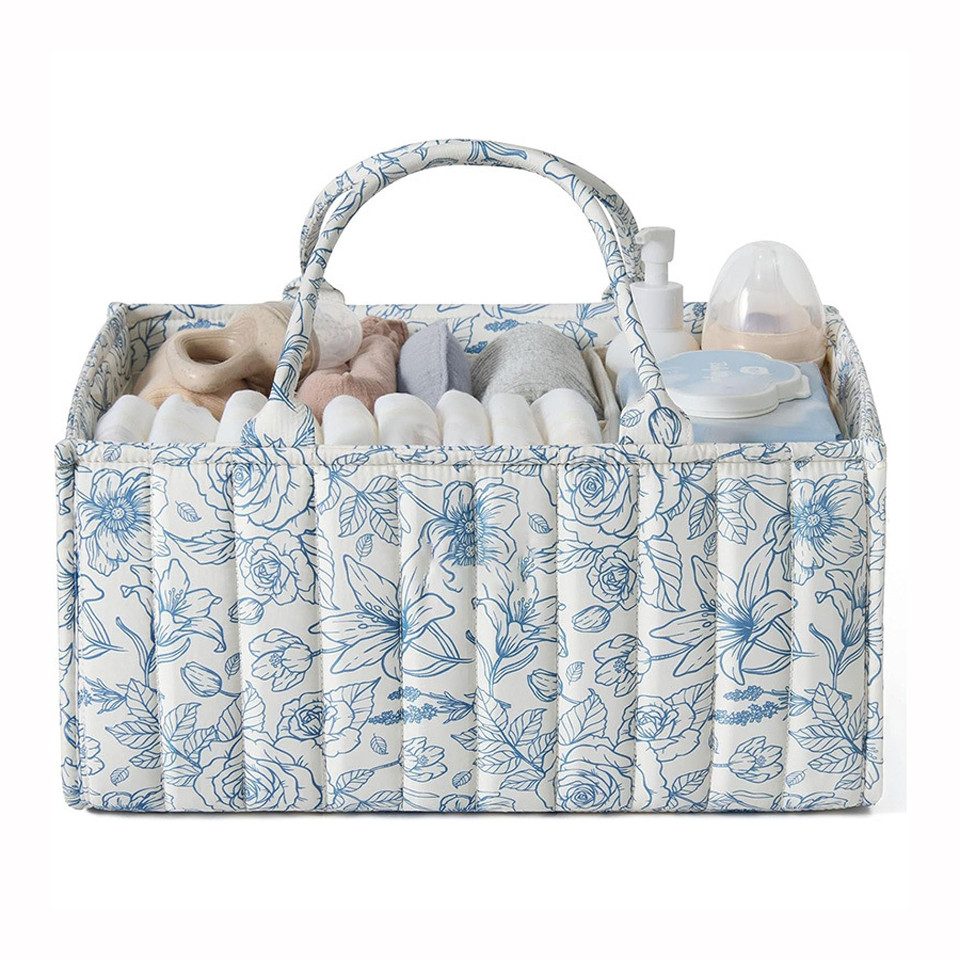 nsihing Wickeltasche Windel-Aufbewahrungskorb, Modische Wickeltasche, Windeltasche mit Blumenmuster, multifunktionaler Aufbewahrungskorb