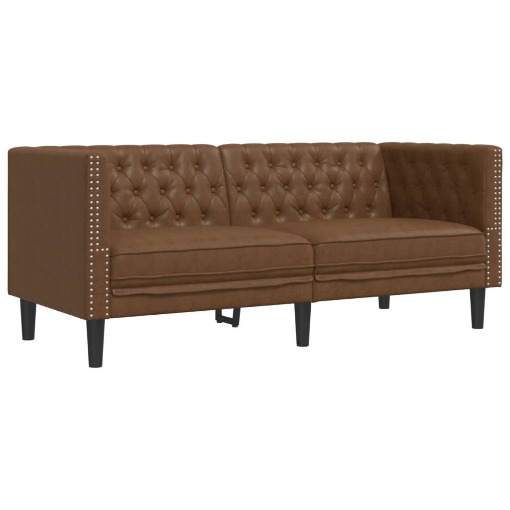 vidaXL Sofa Chesterfield-Sofa 2-Sitzer Braun Kunstleder günstig online kaufen