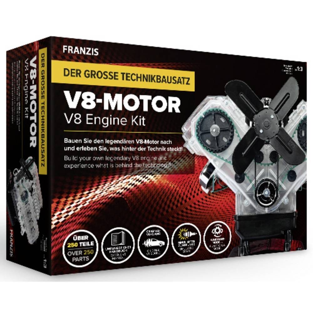 Franzis Modellbausatz Der große Technikbausatz V8-Motor 67114, Ausführung in deutscher Sprache, Ausführung in englischer Sprache