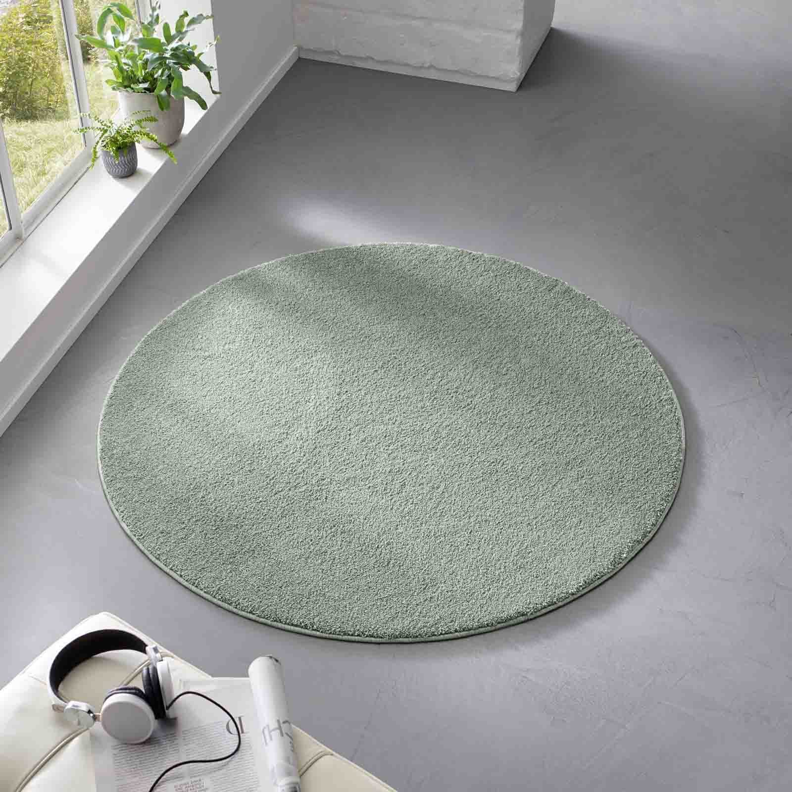 TaraCarpet Teppich Kurzflor-Frisee-Teppich Madrid Uni, rund, günstig online kaufen