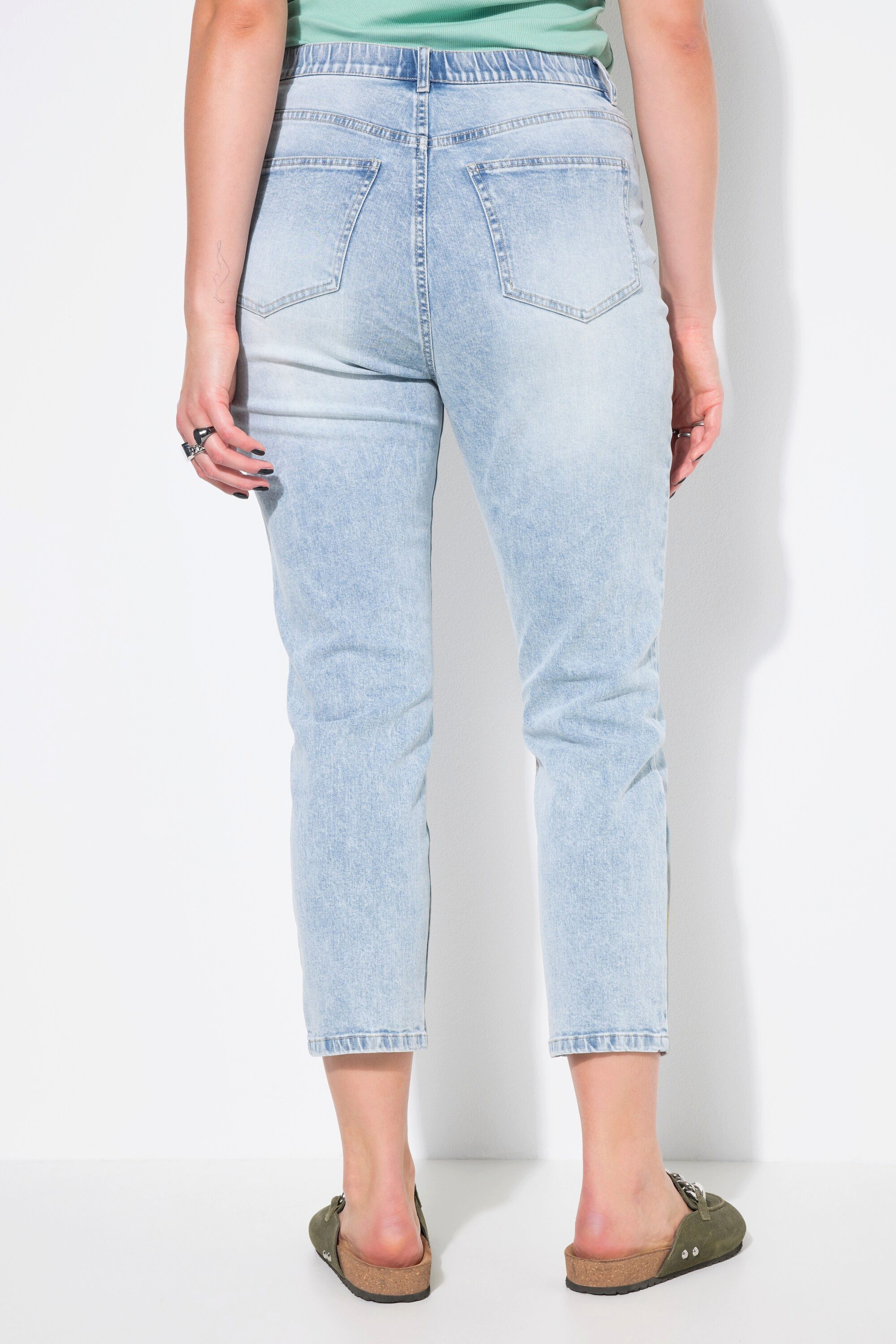 Studio Untold 5-Pocket-Jeans Mom-Jeans bedruckter Saum 5-Pocket