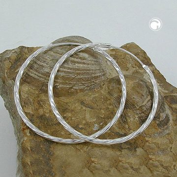 unbespielt Paar Creolen Ohrringe Drahtcreole diamantiert 925 Silber 35 mm inkl. Schmuckbox, Silberschmuck für Damen