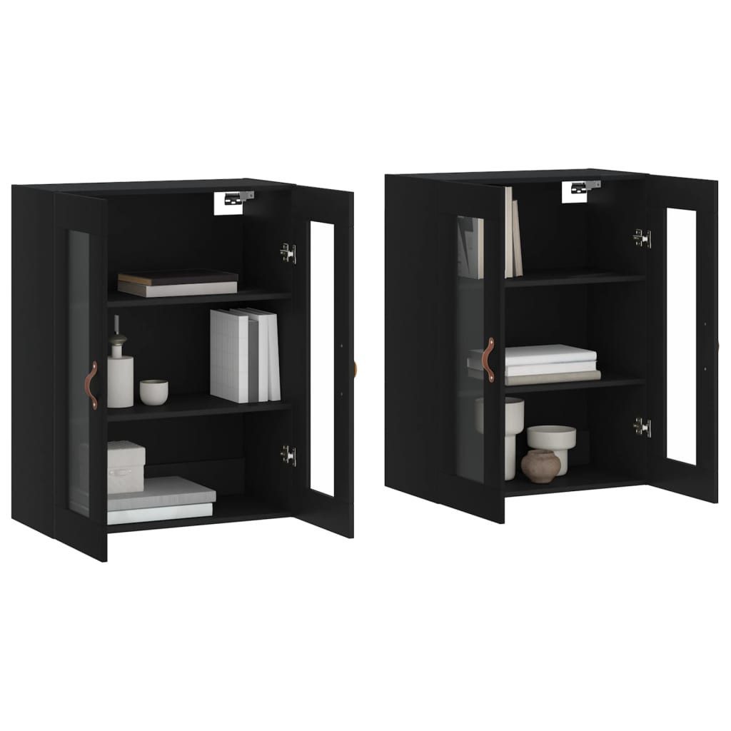 vidaXL Sideboard Wandschränke 2 Stk. Schwarz günstig online kaufen