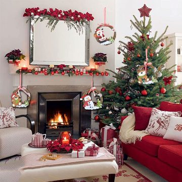 GelldG Hänge-Weihnachtsbaum Weihnachtskranz Weihnachtskranz Türkranz Weihnachten Rattan Kranz