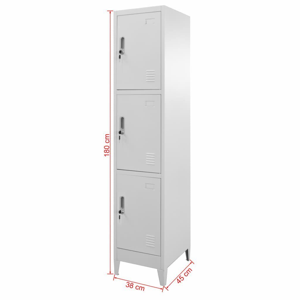 Fächern Grau cm Schließfachschrank Kleiderschrank x mit vidaXL 180 45 3 38 x