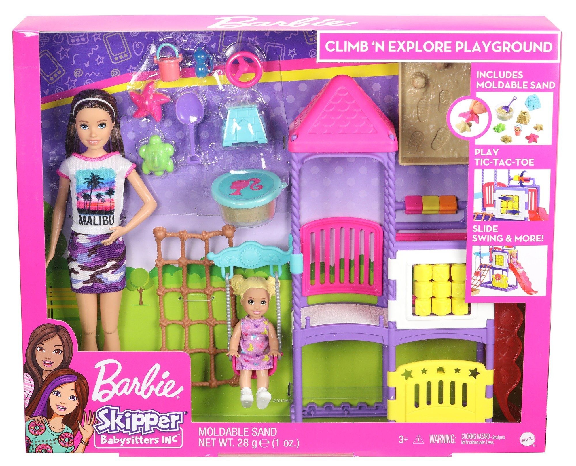 und Puppen Skipper Mattel® Inc. Spielset Babysitters GHV89 Spielplatz Barbie Anziehpuppe