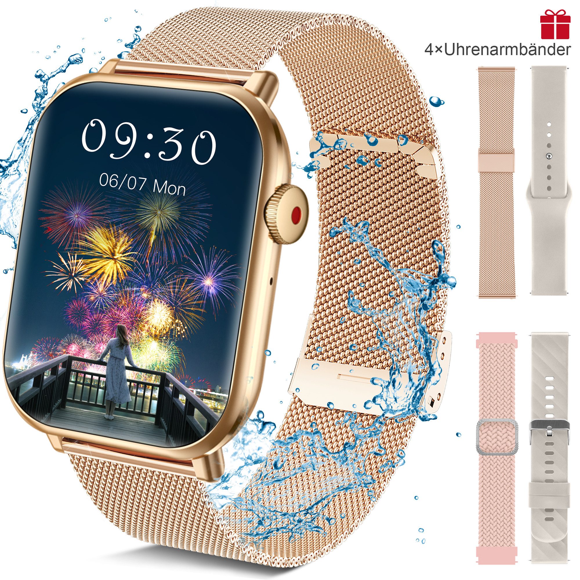 Smartwatch,Fitness Tracker Uhr für Damen Herren mit Telefonfunktion Watch