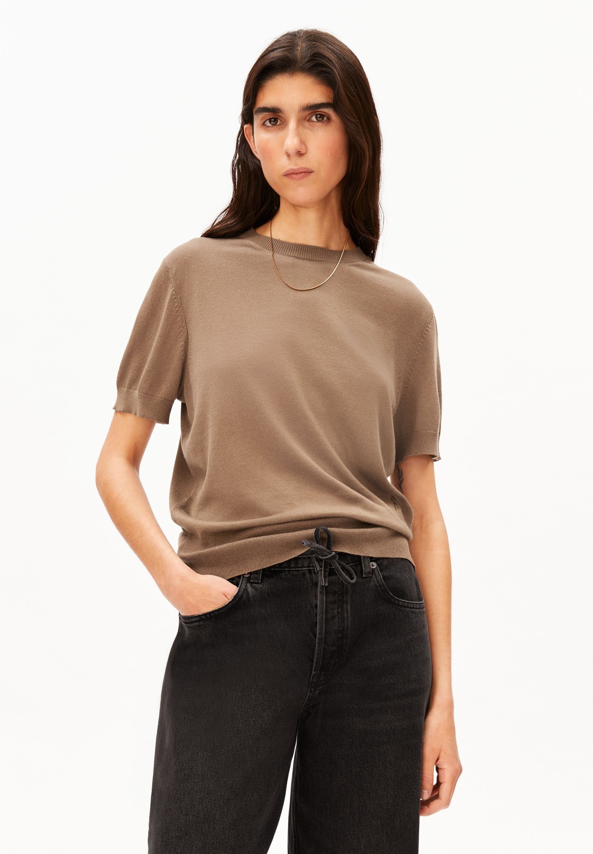 Armedangels T-Shirt FINE KNIT Strickshirt aus TENCEL™ Modal Mix Regular Fit