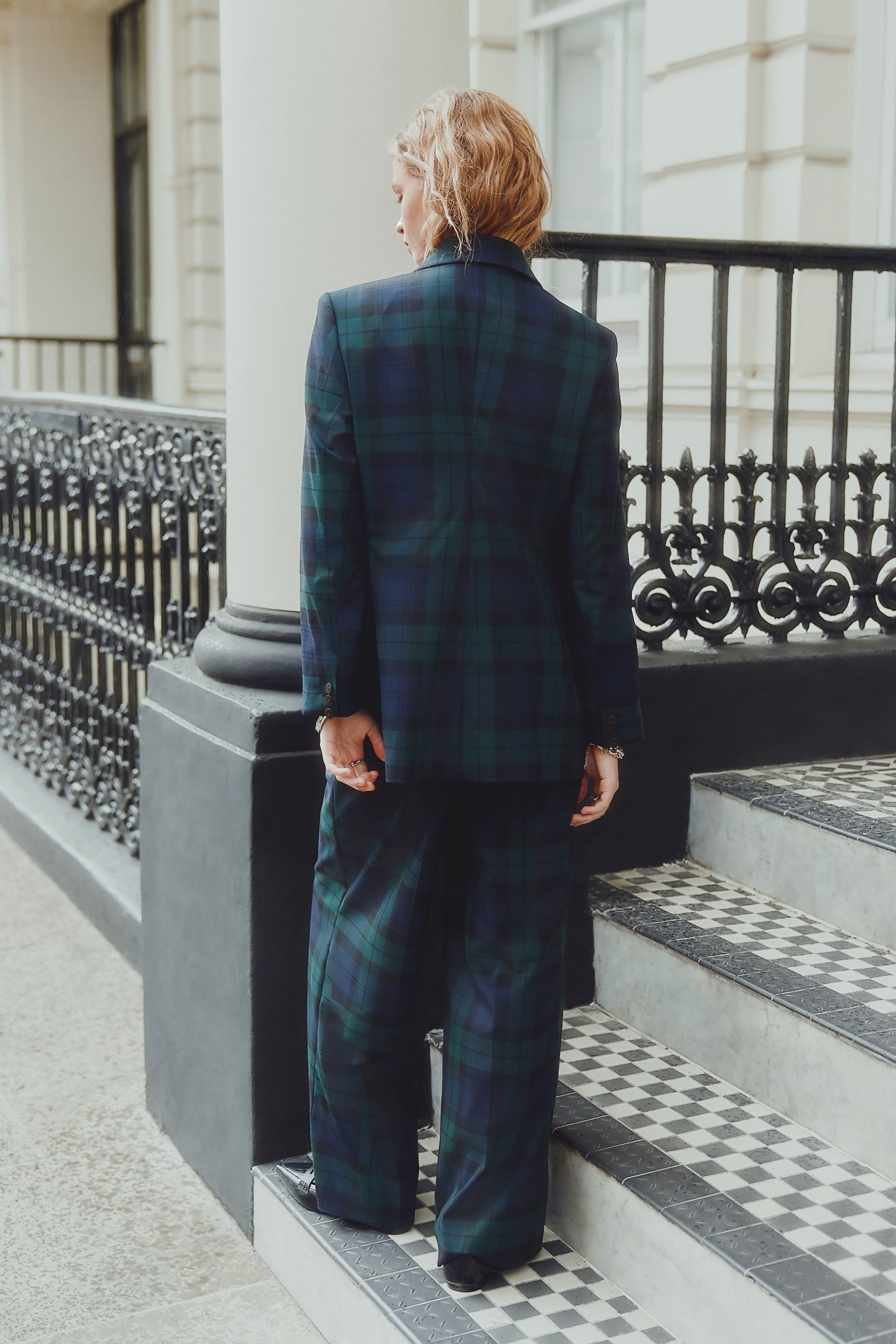 Next Anzughose Tartan-Hose mit weitem Bein, Kurzgröße (1-tlg) günstig online kaufen