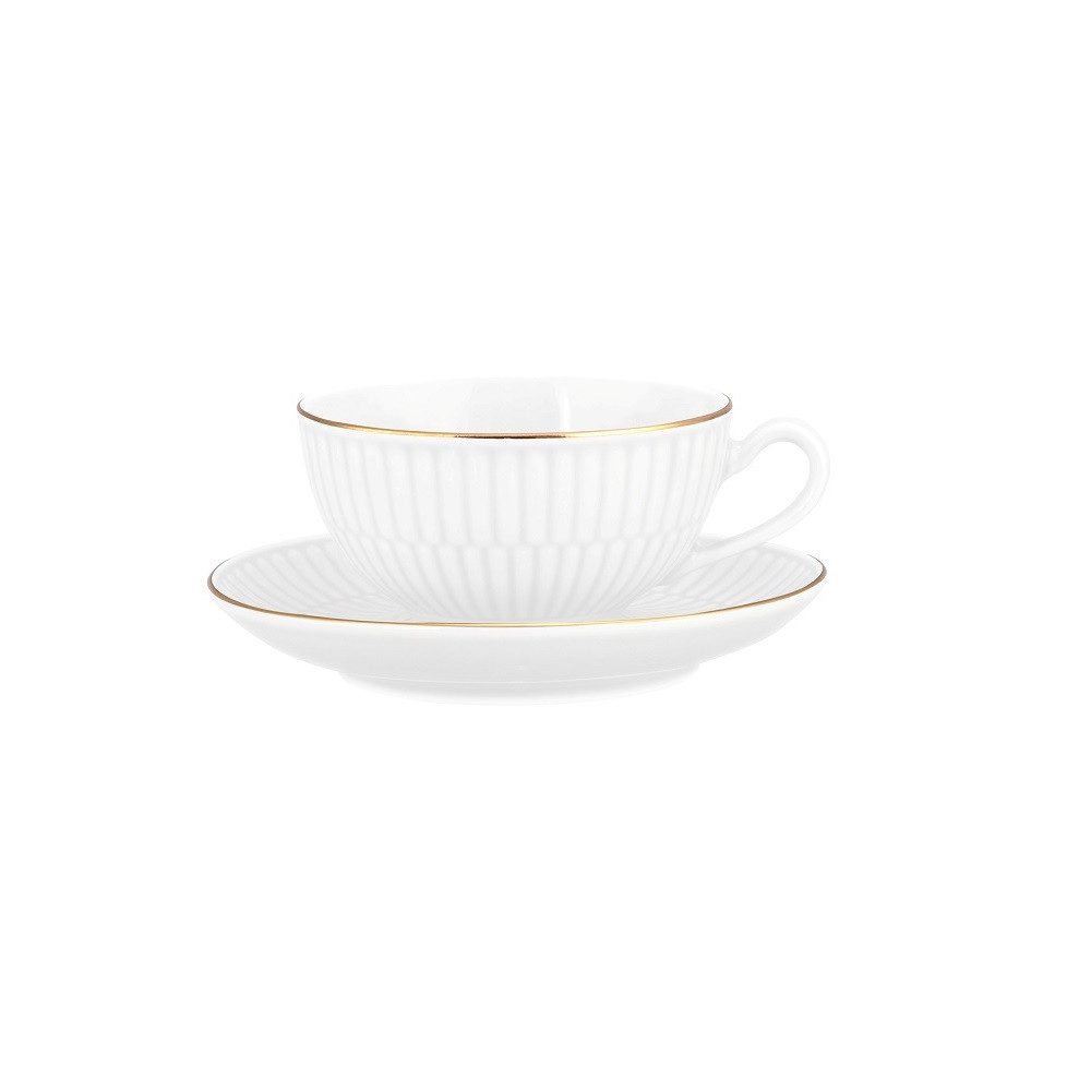 Seltmann Weiden Espressotasse Seltmann Weiden Amina weiß/Goldrand Kombi-Untertasse klein 12 cm, Porzellan