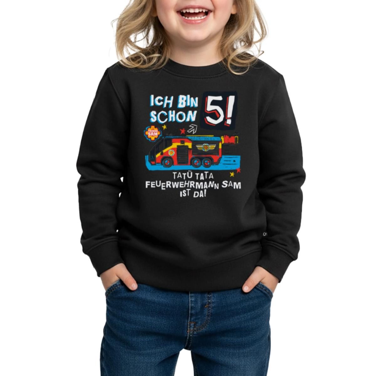 Sweatshirt Feuerwehrmann Sam Geburtstagsdesign 5 Jahre Kinder Premium Pullover