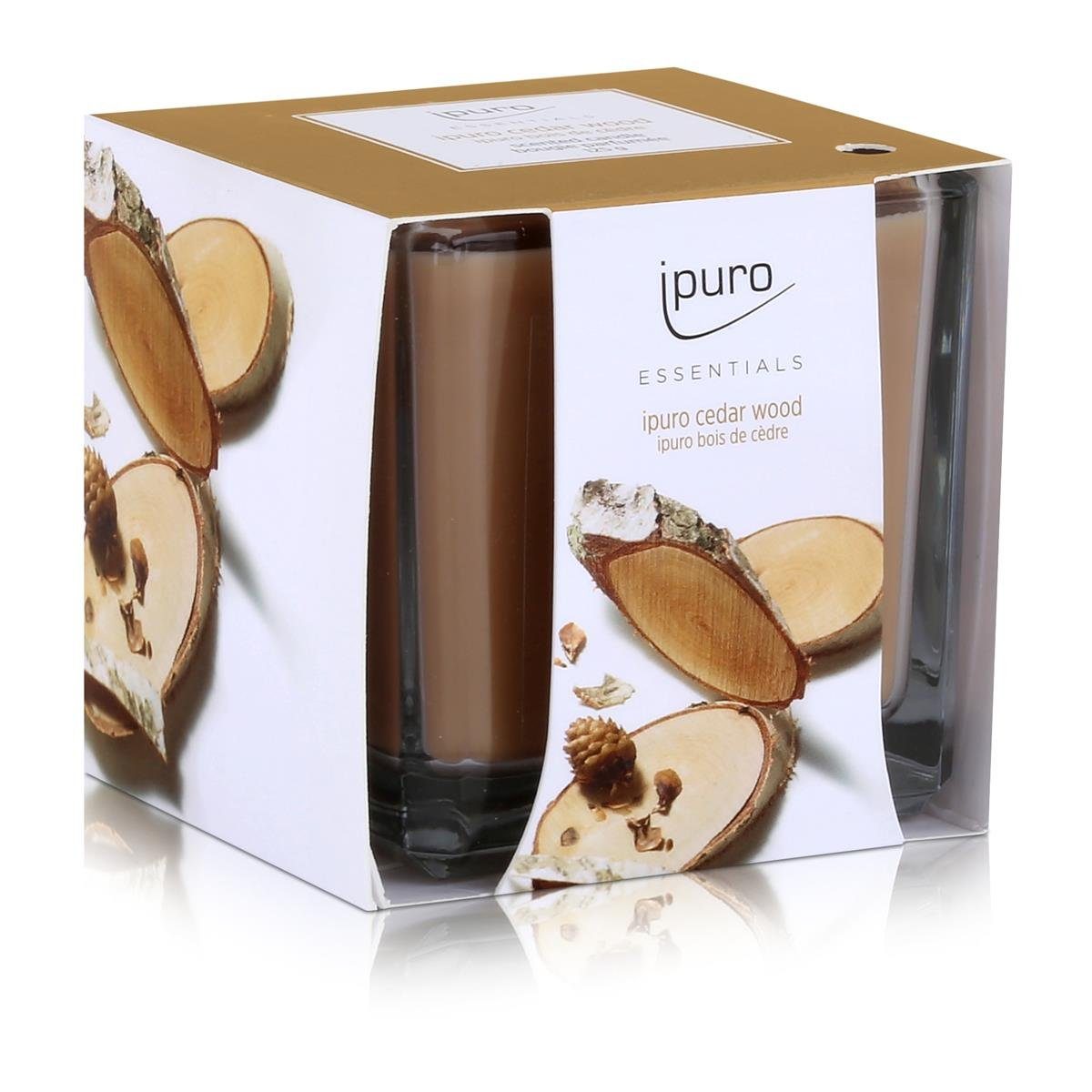 IPURO Duftkerze Essentials by Ipuro Duftkerze Cedar Wood 125g - Würziger Duft (1er Pac