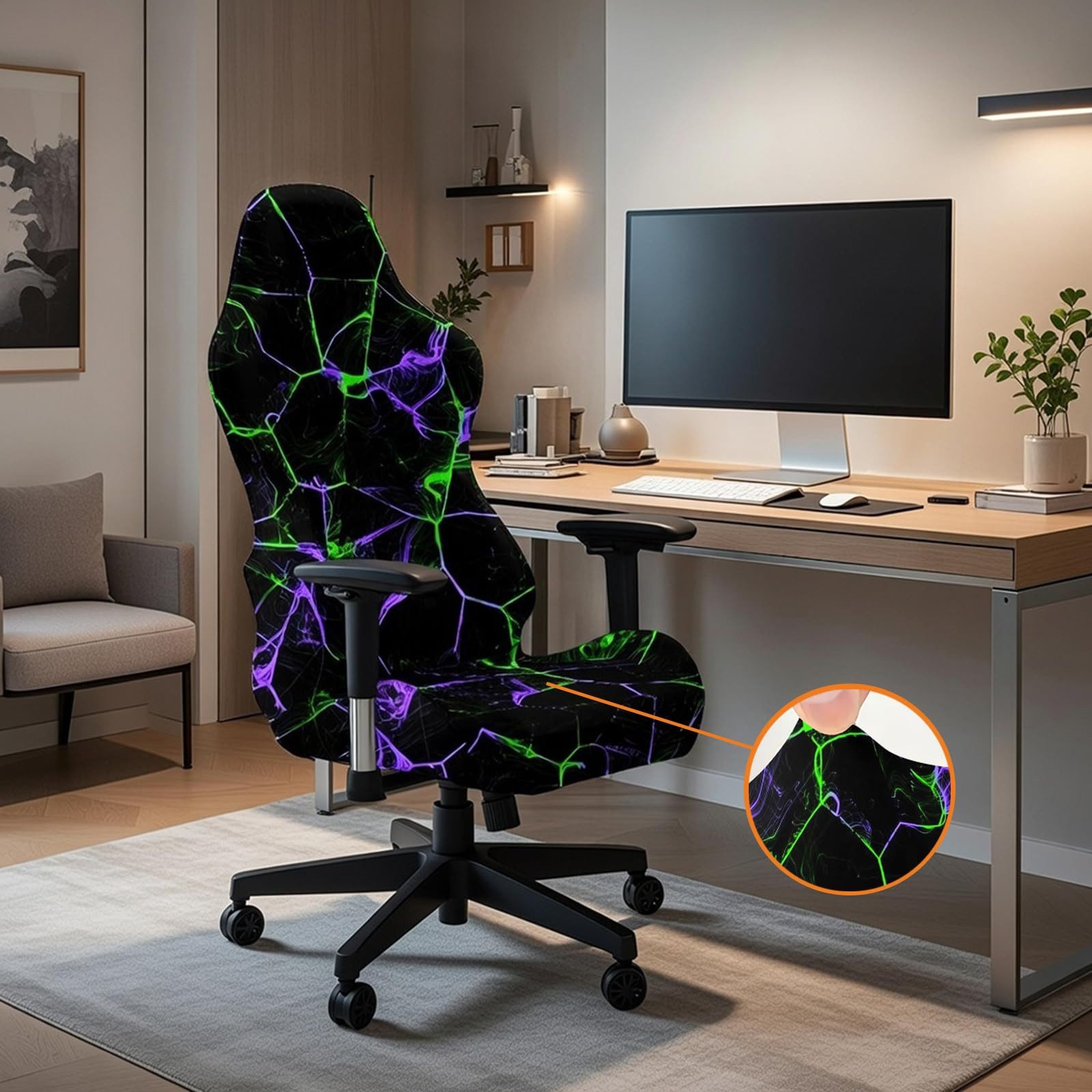 Agger Stuhlhusse Gaming Stuhlbezug Stretch – Universeller Gamingstuhl Bezug, Elastischer Bürostuhlbezug, Waschbar & Rutschfest – Bild 5 von 5