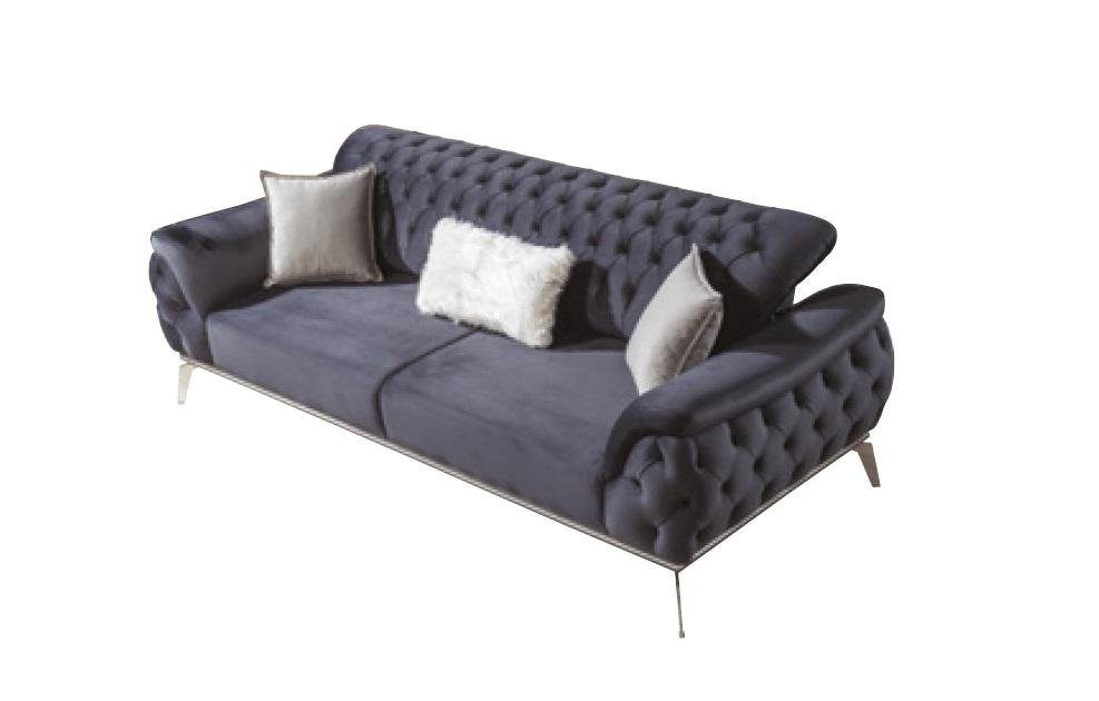 JVmoebel Sofa in Sofa Dreisitzer Grauer Chesterfield Luxus 3-Sitzer Made Couchen, Europe Polster