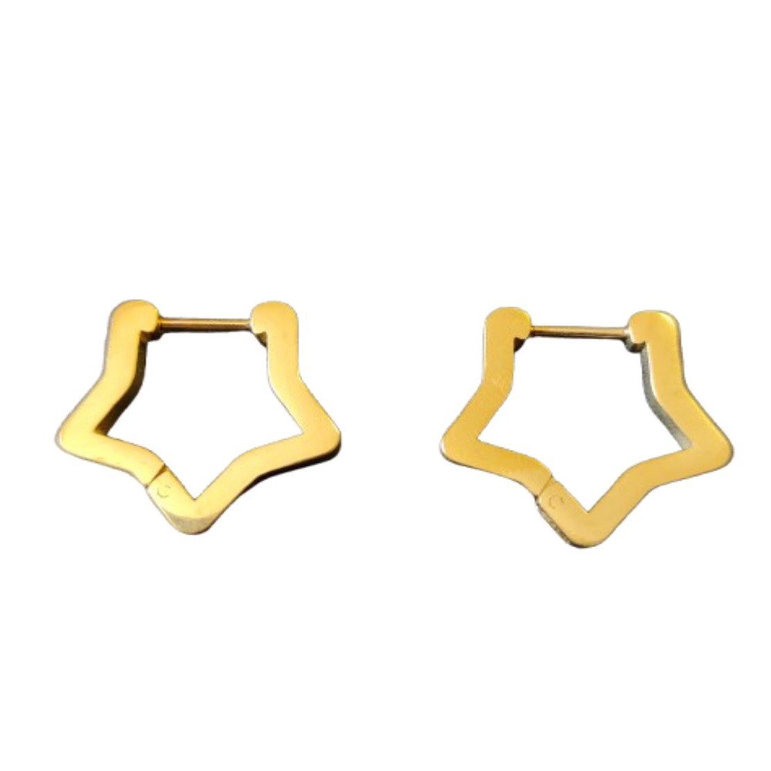 BUNGSA Creolen-Set Creolen Stern goldfarben aus Edelstahl Damen (1 Paar (2 Stück), 2-tlg), Ohrschmuck Ohrringe