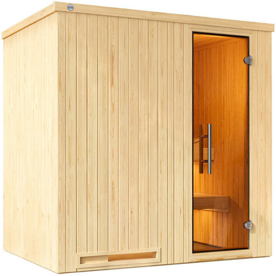 Thumbnail - weka Sauna Elementsauna HALMSTAD 1, BxTxH: 194 x 144 x 199 cm, 68 mm, vorgefertigte Elemente, moderne Ganzglastür