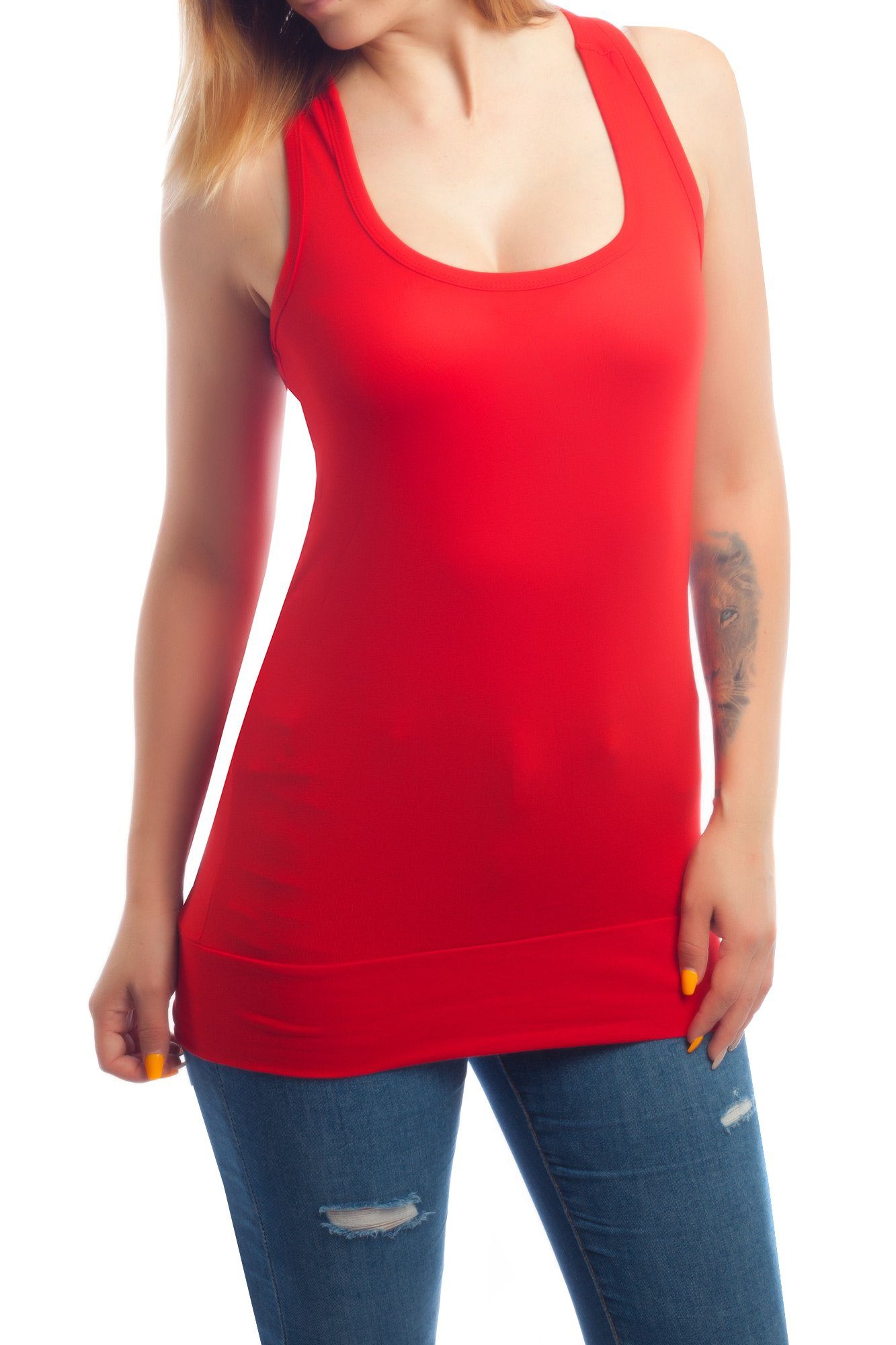 Bongual Ringertop Damen Tanktop Trägertop Sommertop Ringerrücken