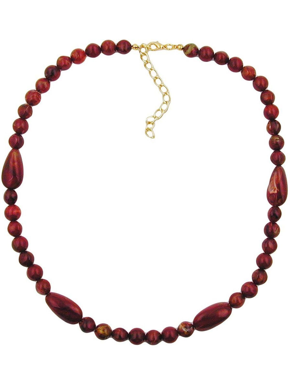 Gallay Perlenkette Winkelperle Kunststoff rot-gold-marmoriert glänzend 45cm (1-tlg)